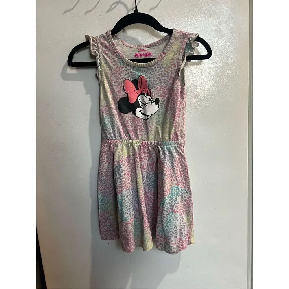 Disney Minnie Mouse Rainbow Leopard Print Girls Dress Size 5 Kids